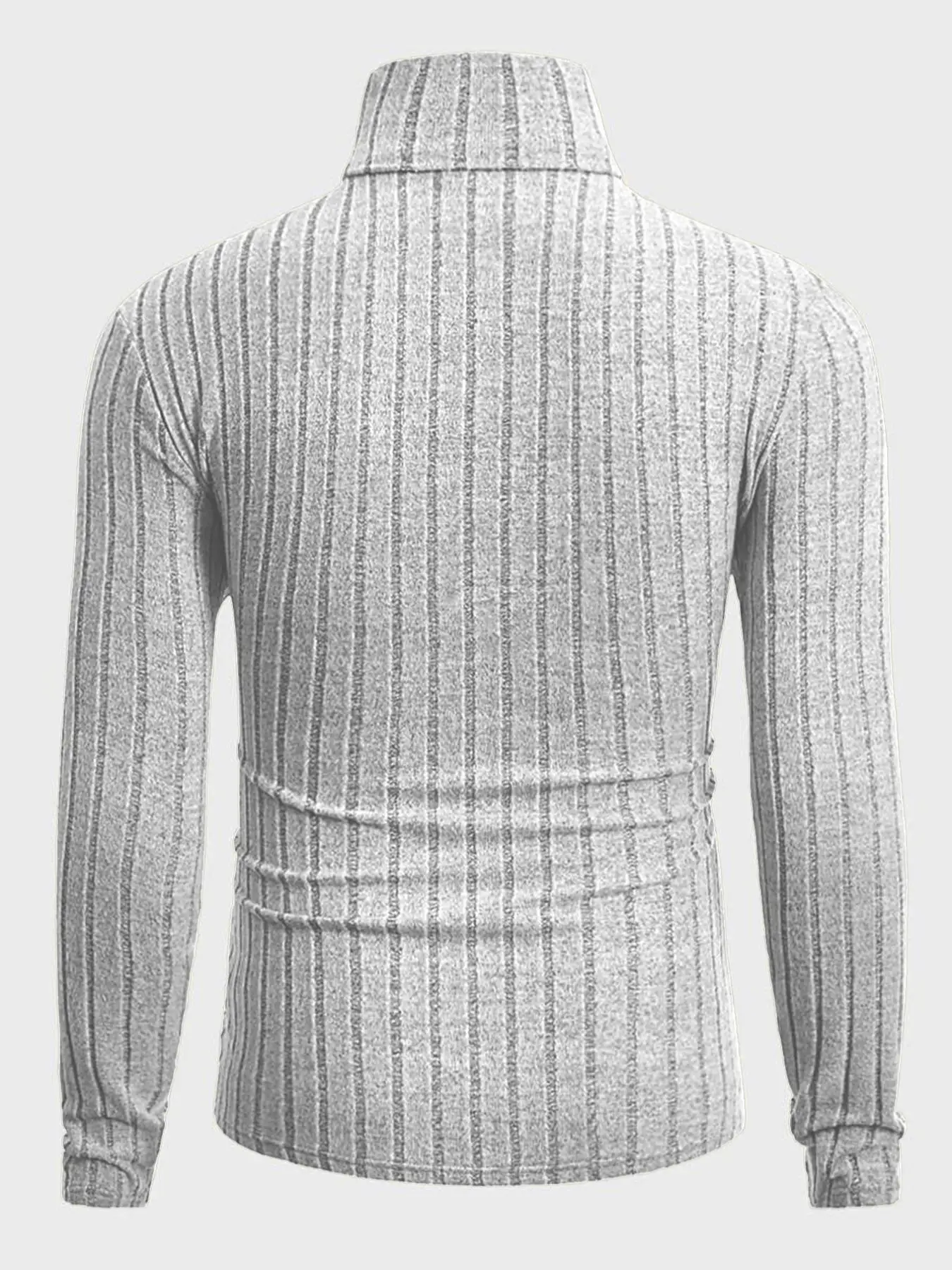 Herren Rollkragenpullover mit Langen Ärmeln, Vertikal Gestreift, Schlanke Passform, Gerippter Strickpullover, Lässiger Stretch-Unterzieher – Detail 11