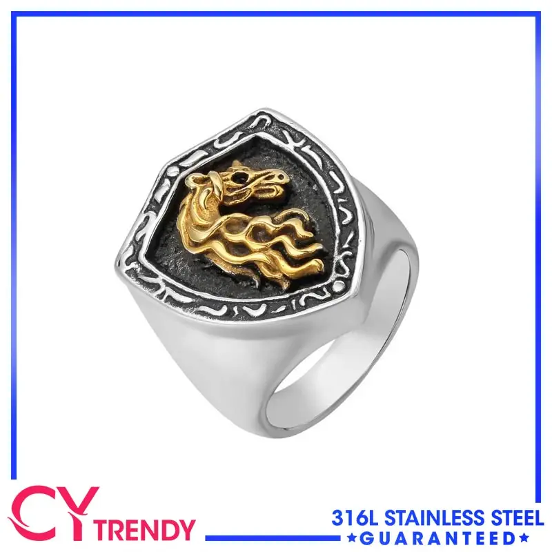 

European and American Personality Retro Unicorn Stainless Steel Rings Jewelry Size 7-12