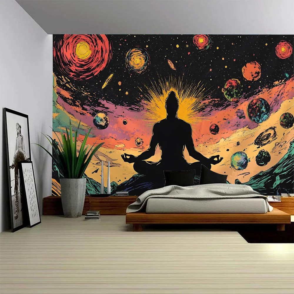Galaxy Planet Tapestry - Universe Starry Sky Meditation Healing Energy Field Art Living Room Decorative Wall Hanging