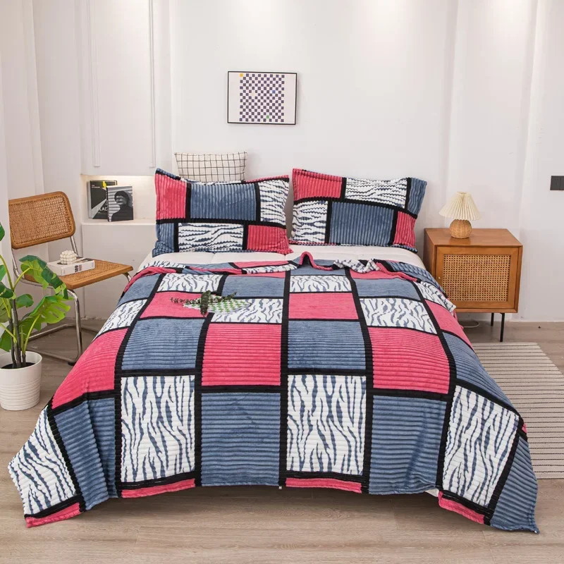 Flannel sheets, warm milk duvet, single and double Sided Blankets, Fleece Summer Thin Blankets, Cover