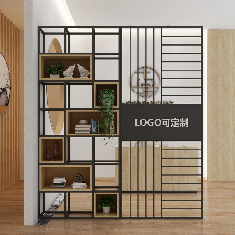 L  wrought iron screen partition industrial style restaurant decorative rack