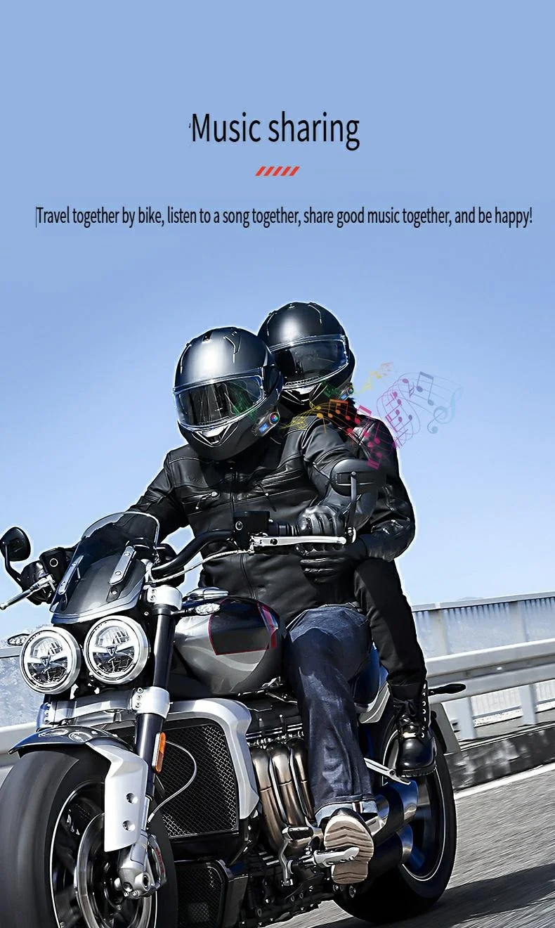 

Motorcycle helmet bluetooth headset FM LED music reverb sharing intercom lighting full function cycling headset
