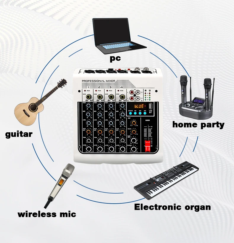 USB Live Stage KTV Audio Mixer สำหรับ Pc 6ช่องเสียงตารางผสมดิจิตอลคอนโซลคอนโทรลเลอร์ Professional คอนโซล Dj