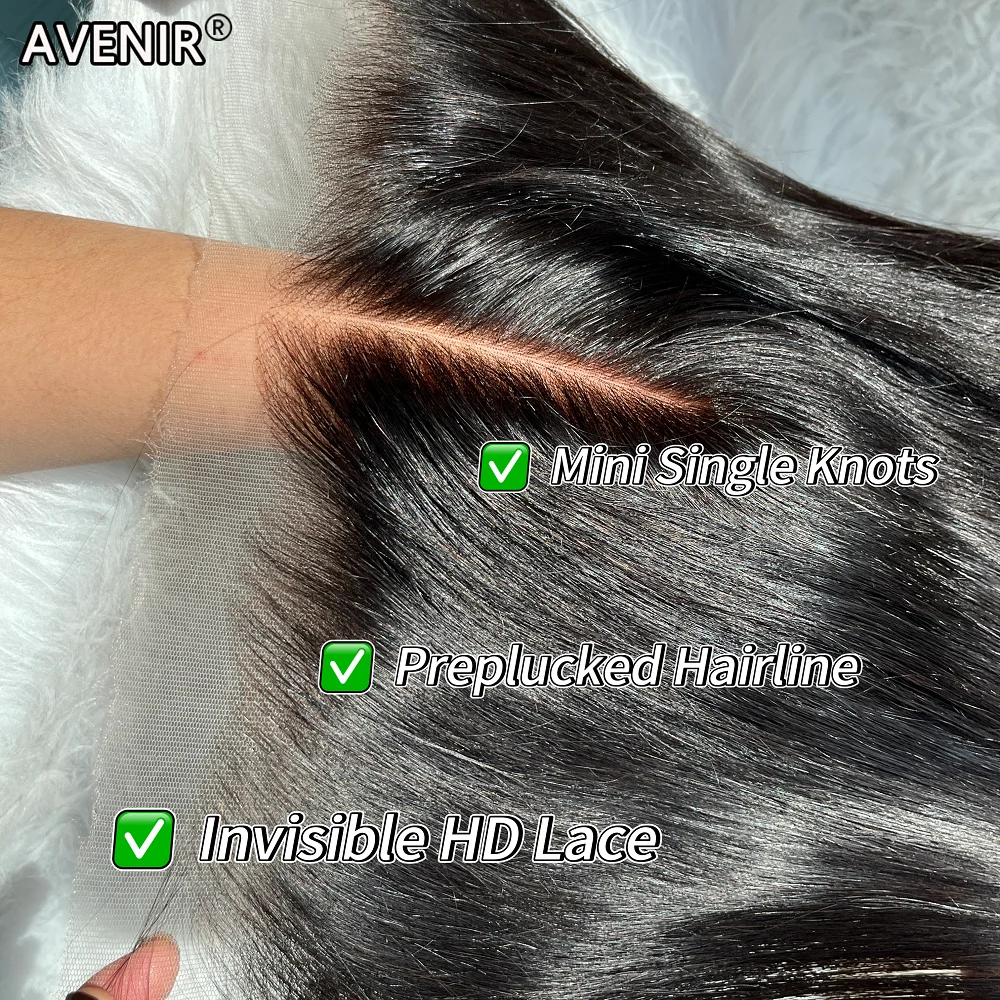 AVENIR nudos individuales 13x6 HD encaje Frontal solo cabello humano liso brasileño HD encaje Frontal Pre desplumado Color Natural cabello Remy