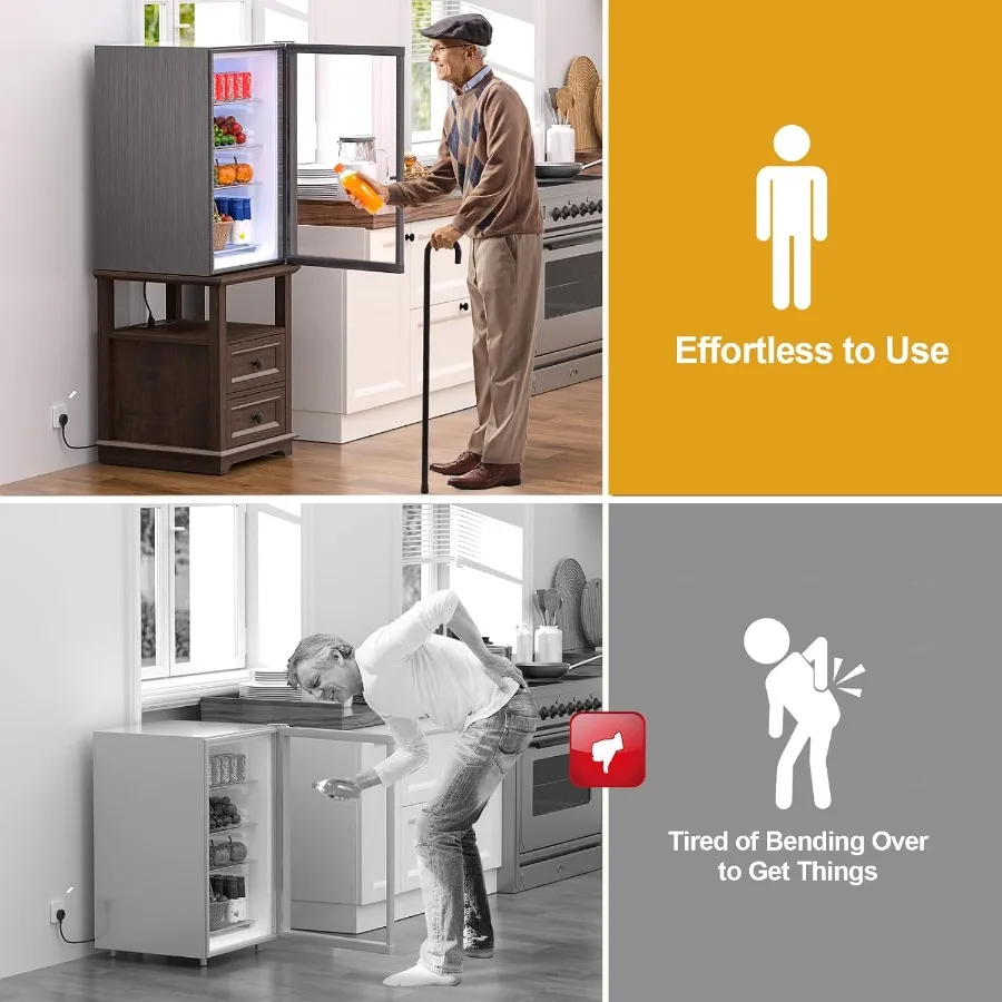 حامل ثلاجة مقاس 18 بوصة × 18 بوصة مع حامل ثلاجة للتخزين يتميز بمنظم درج محطة شحن سريع وثلاجة المشروبات #4