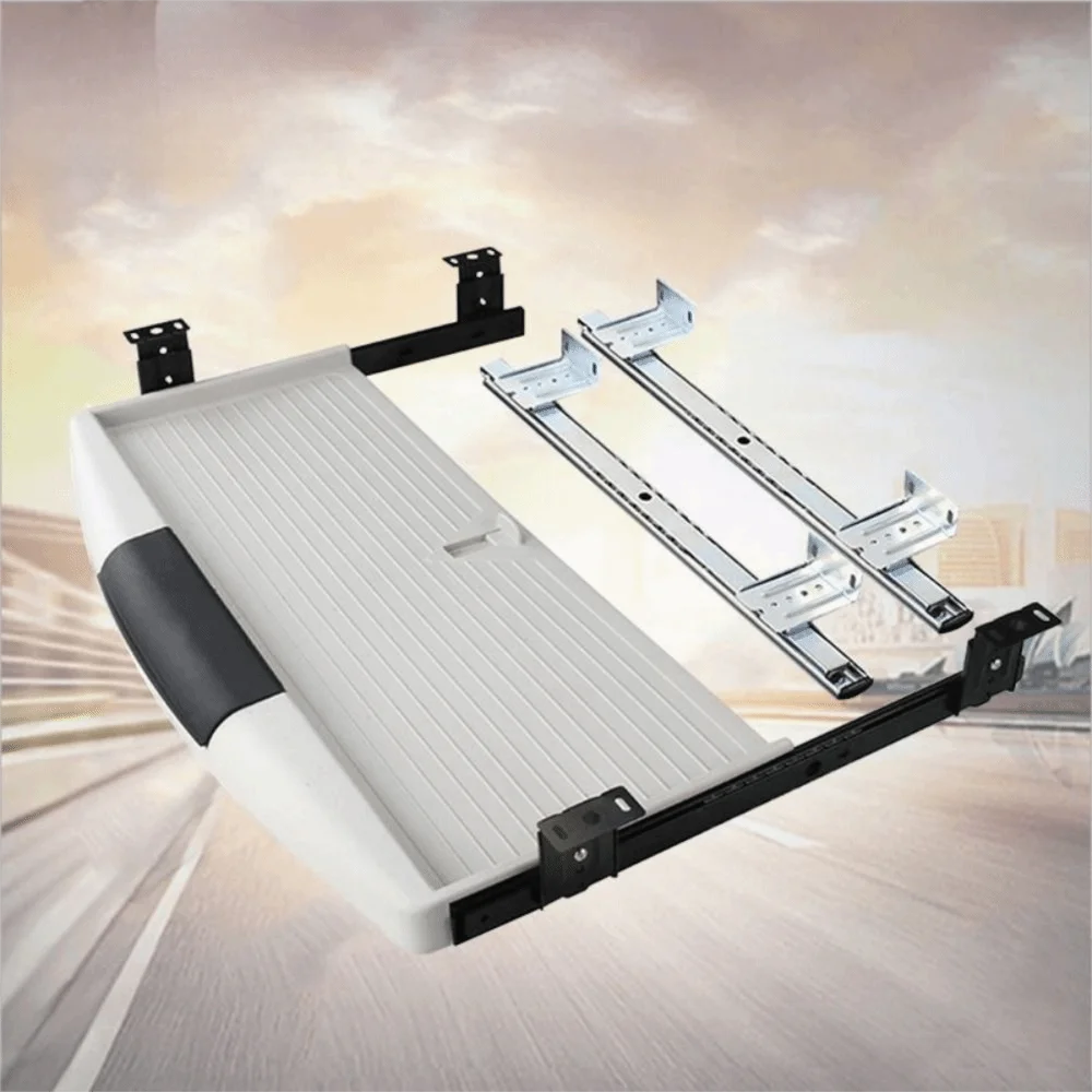 Heavy Duty Slide Rail Under Desk Keyboard Tray Adjustable Space Saving Slide Keyboard Stand Versatile Easy Installation