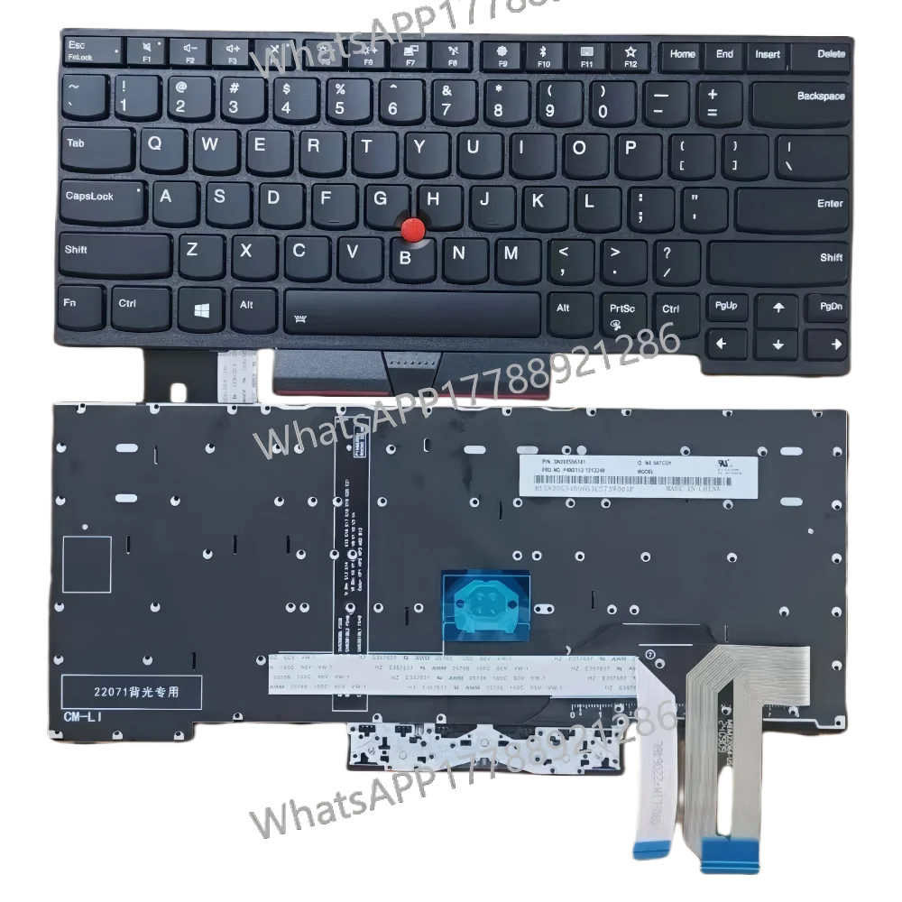 Teclado Retroiluminado para Portátil con Distribución US RU LA para Lenovo ThinkPad T480S E480 L380 L480 T490 E490 E495 T495 L390 L490 P43s