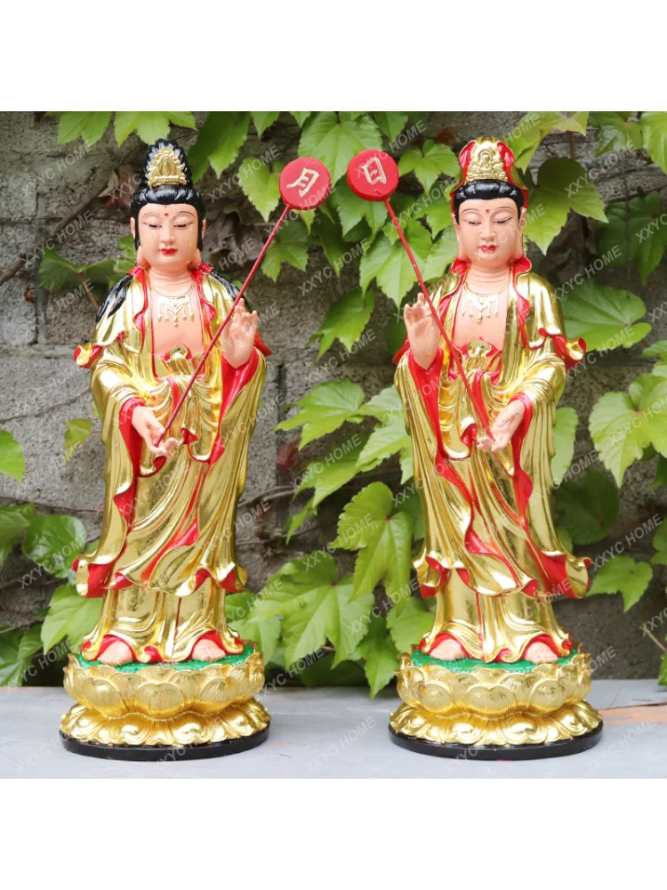 New Eastern Trinity Buddha Statue Shop Home Worship Decoration Bhaisajyaguru Sunlight Moonlight Resin Fiberglass Statue