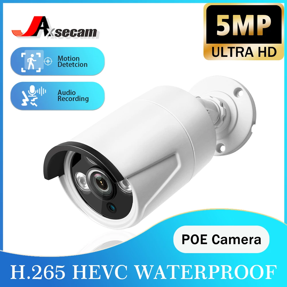 

5MP AI POE IP Camera CCTV Security Camera H.265+ Outdoor Human Detection IP66 Waterproof Audio Video Surveillance For Nvr System