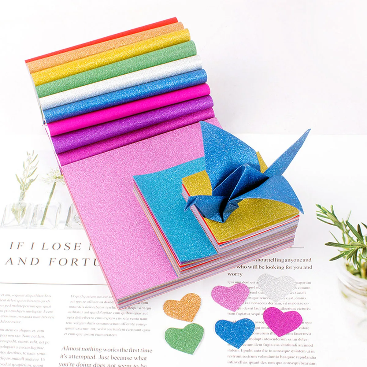 

100 Pcs Paper Material Glittering Green Onion Christmas Wrapping Handmade Child Colored