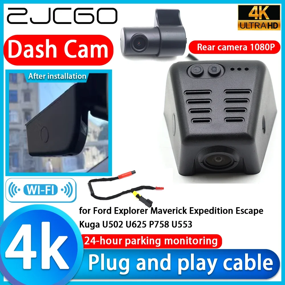 

ZJCGO Video Recorder 4K UHD Plug and Play DVR Dash Cam for Ford Explorer Maverick Expedition Escape Kuga U502 U625 P758 U553