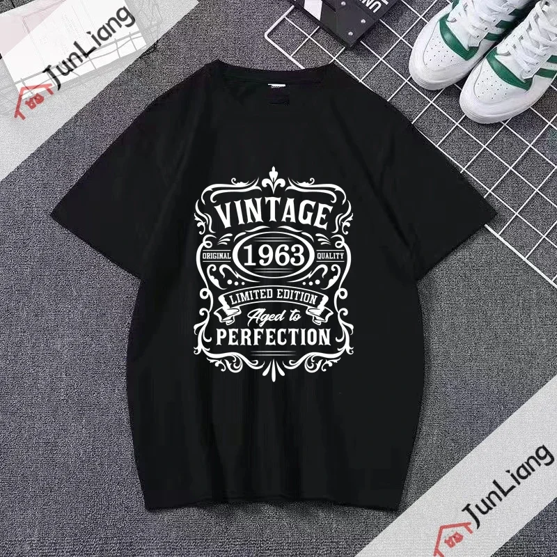 

Novelty 60th Birthday 60 Years Retro1963 T Shirts Graphic Streetwear Short Sleeve Birthday Gifts Men Born in 1963 T-shirt