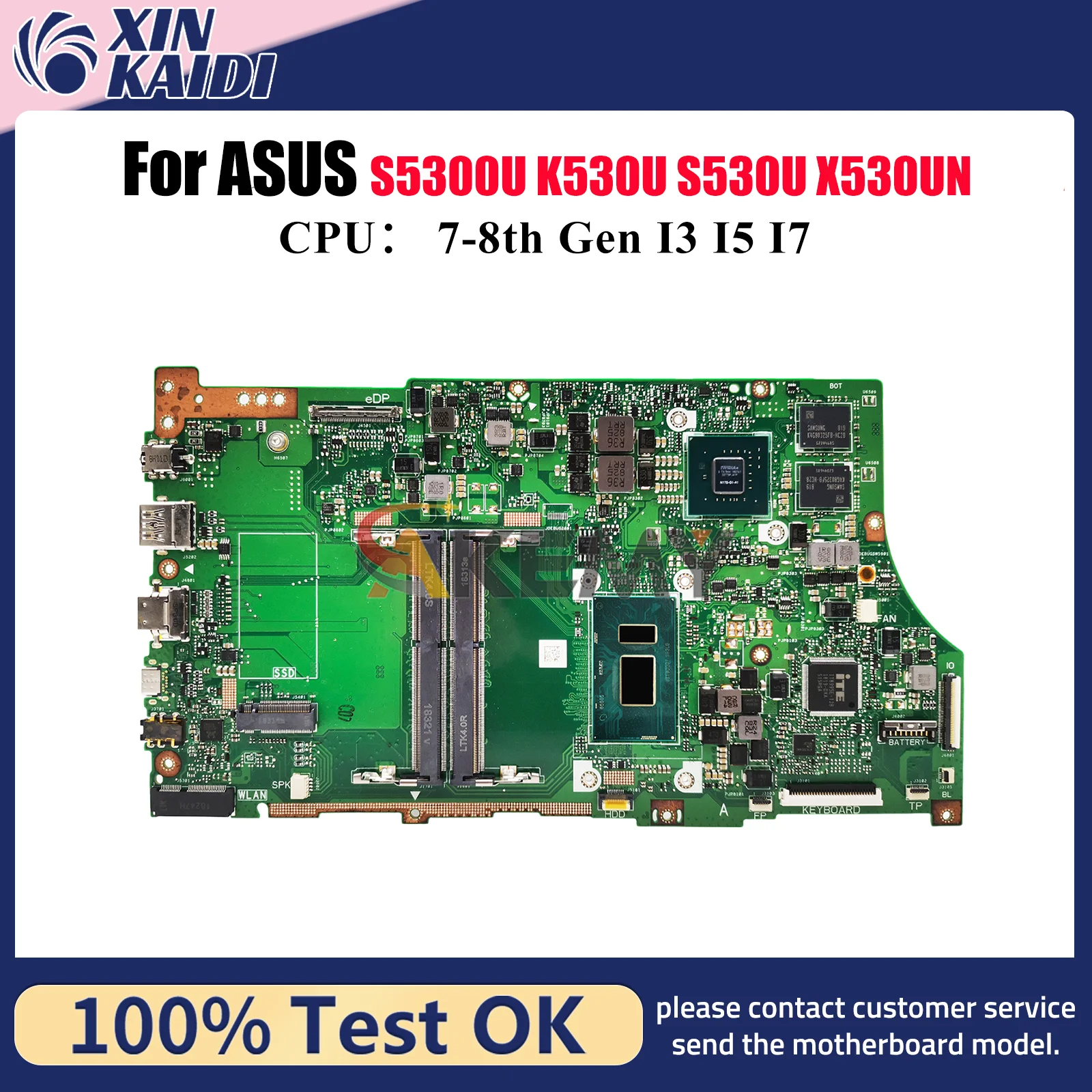 

X530UN Laptop Motherboard For ASUS VivoBook S530U X530U S5300U X530UN K530U Notebook Mainboard With I3 I5 I7 CPU 110% tests OK