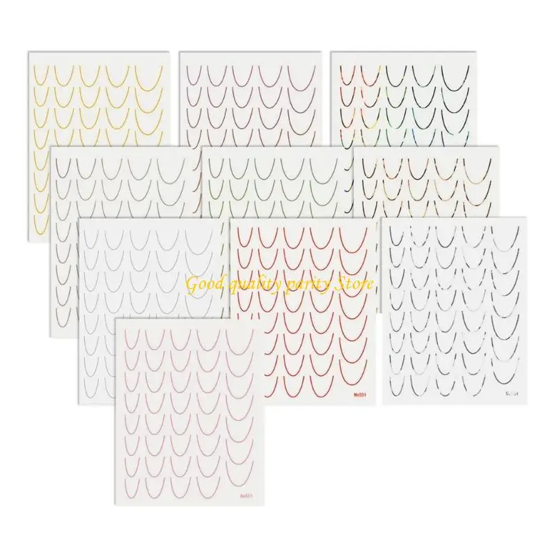 M4YA 12 예가 프랑스 라인 네일 스티커 손톱 데스칼 프랑스 팁 손톱 아트 스티커