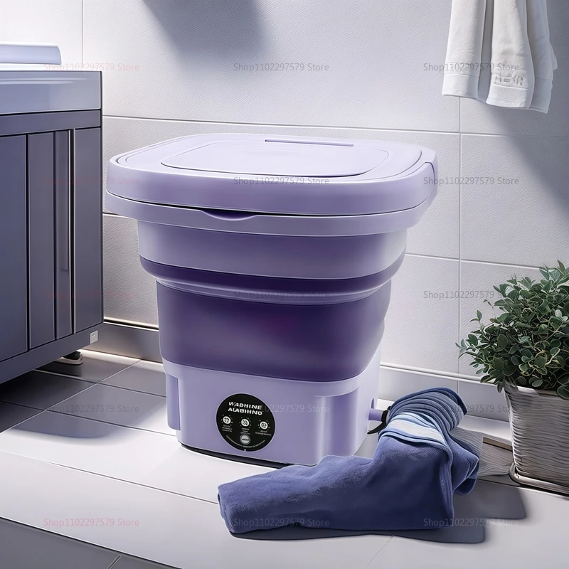 8L Portable Folding Washing Machine Bucket Easy To Carry Compact Travel Laundry Washer for Clothes Socks Underwear Cleaning image 2