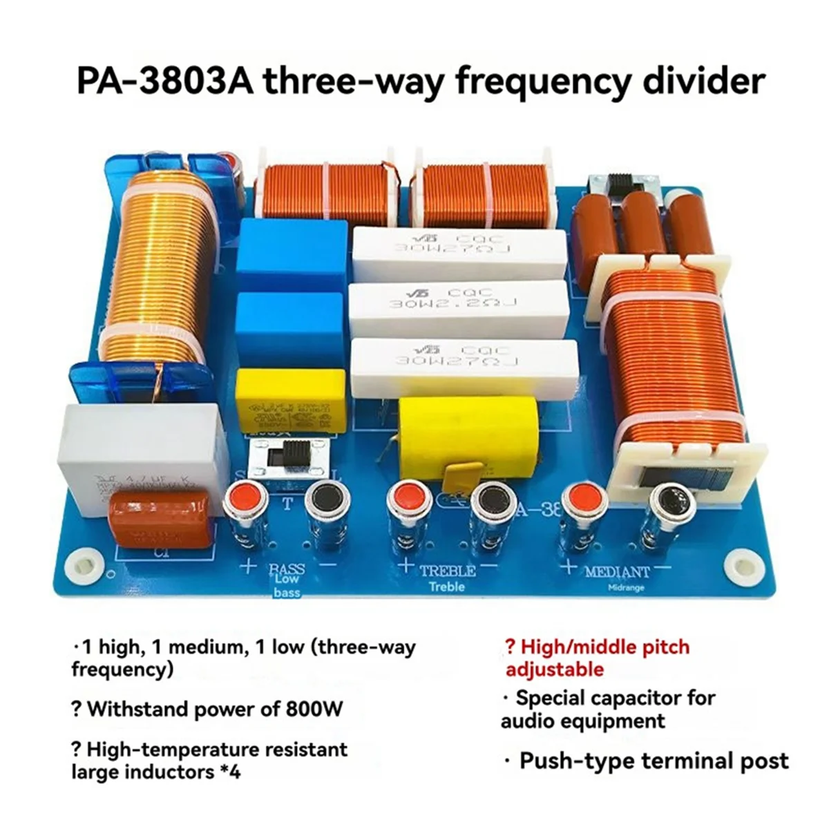 2025+3 Way 800W High Power Multi Speaker High Medium Low 3 Way Frequency Converter Adjustable Frequency Divider PA-3803A