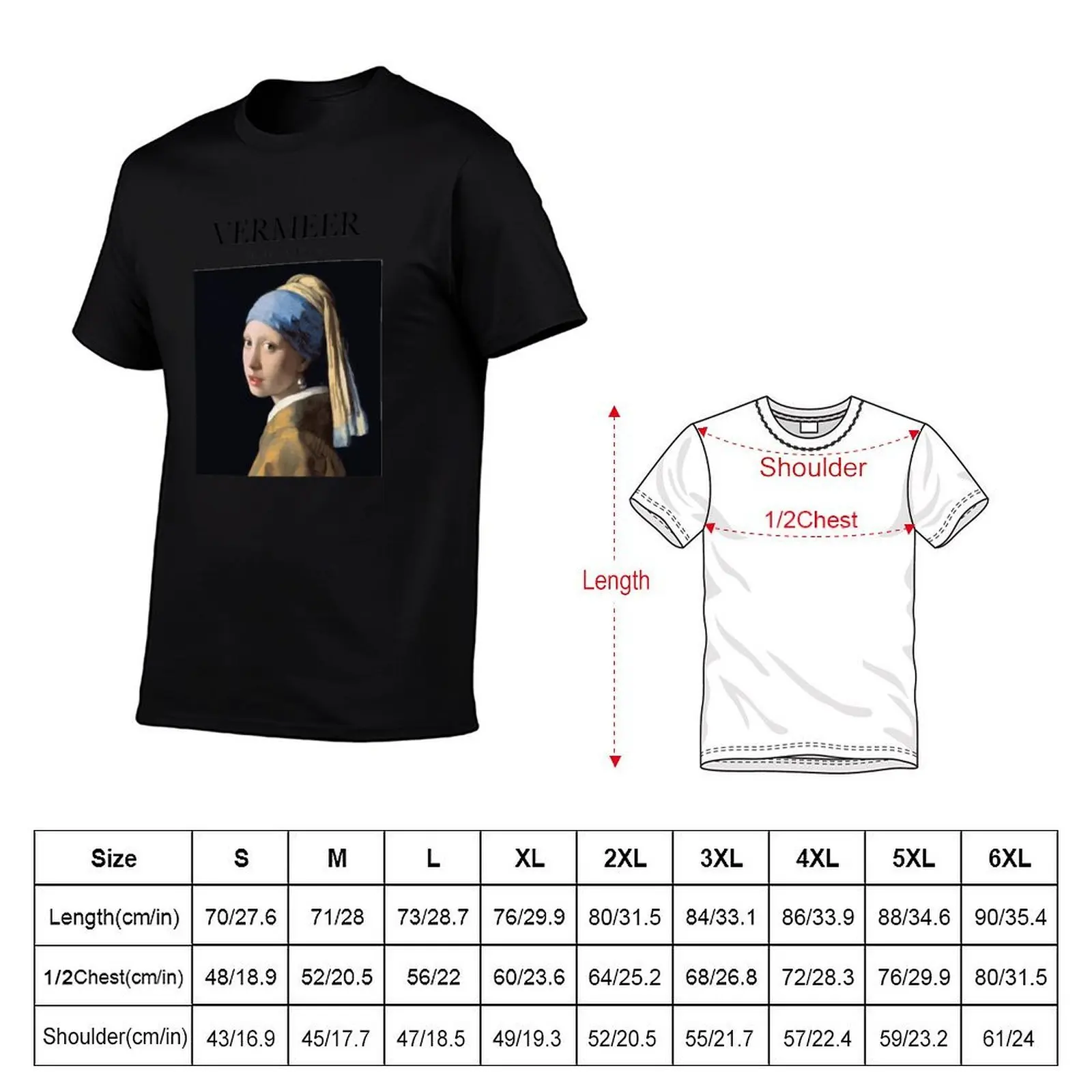 Vermeer - Girl with a Pearl Earring T-Shirt summer 2026 blanks plus size men clothing