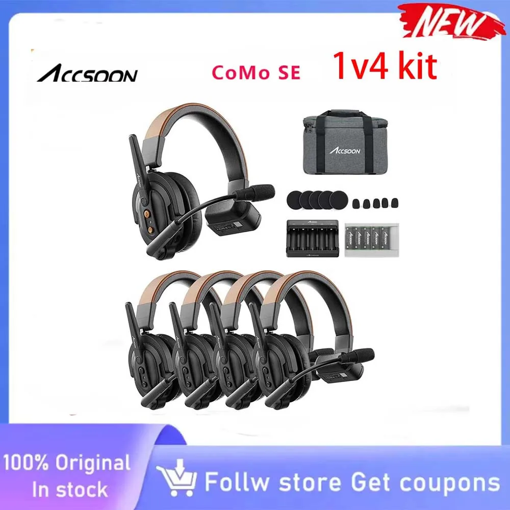 

Беспроводная гарнитура Accsoon Como SE, система внутренней связи, полный дуплекс на 5 человек, 1312 футов, групповая связь, срок службы батареи 30 + часа