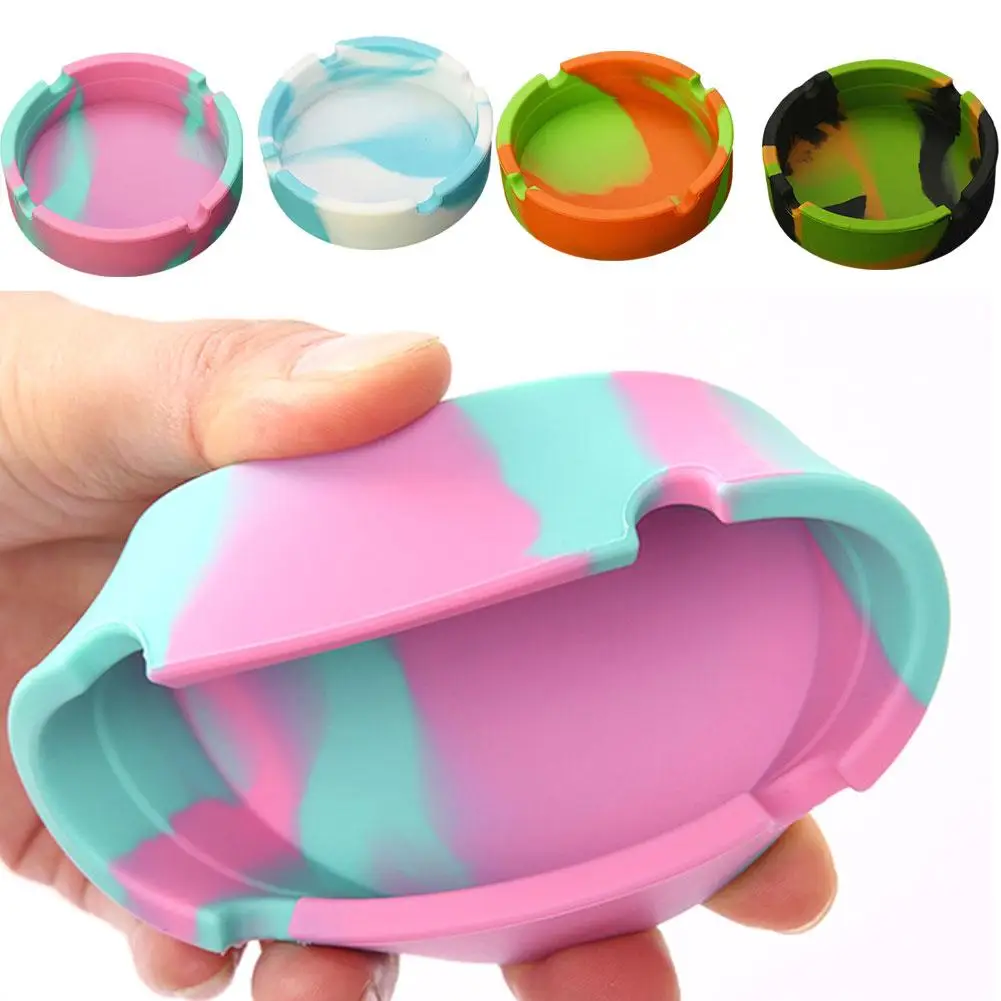 1PC Portable Ashtray Anti-Scalding Cigarette Holder Silicone Ash Holder Tray Round Ashtray Eco-Friendly Soft N9E4