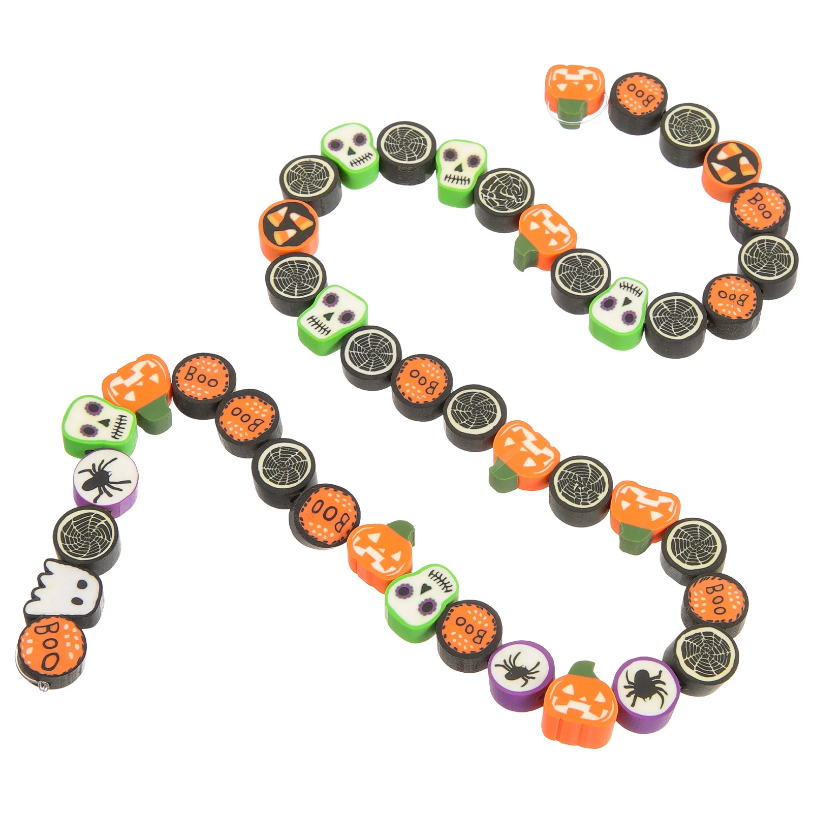 

40pcs Polymer Clay Slice Beads Halloween Ghost Pumpkin Skull Jewelry Making Materials Lightweight Portable Craft Accessories