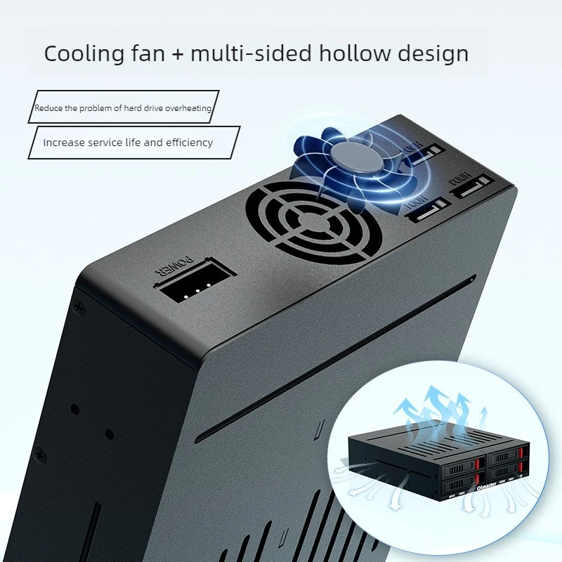 Four Bay SATA Internal Storage Enclosure with 9 Data Protection Modes, Status Indicators, Cooling Fan plus Wide Compatibility