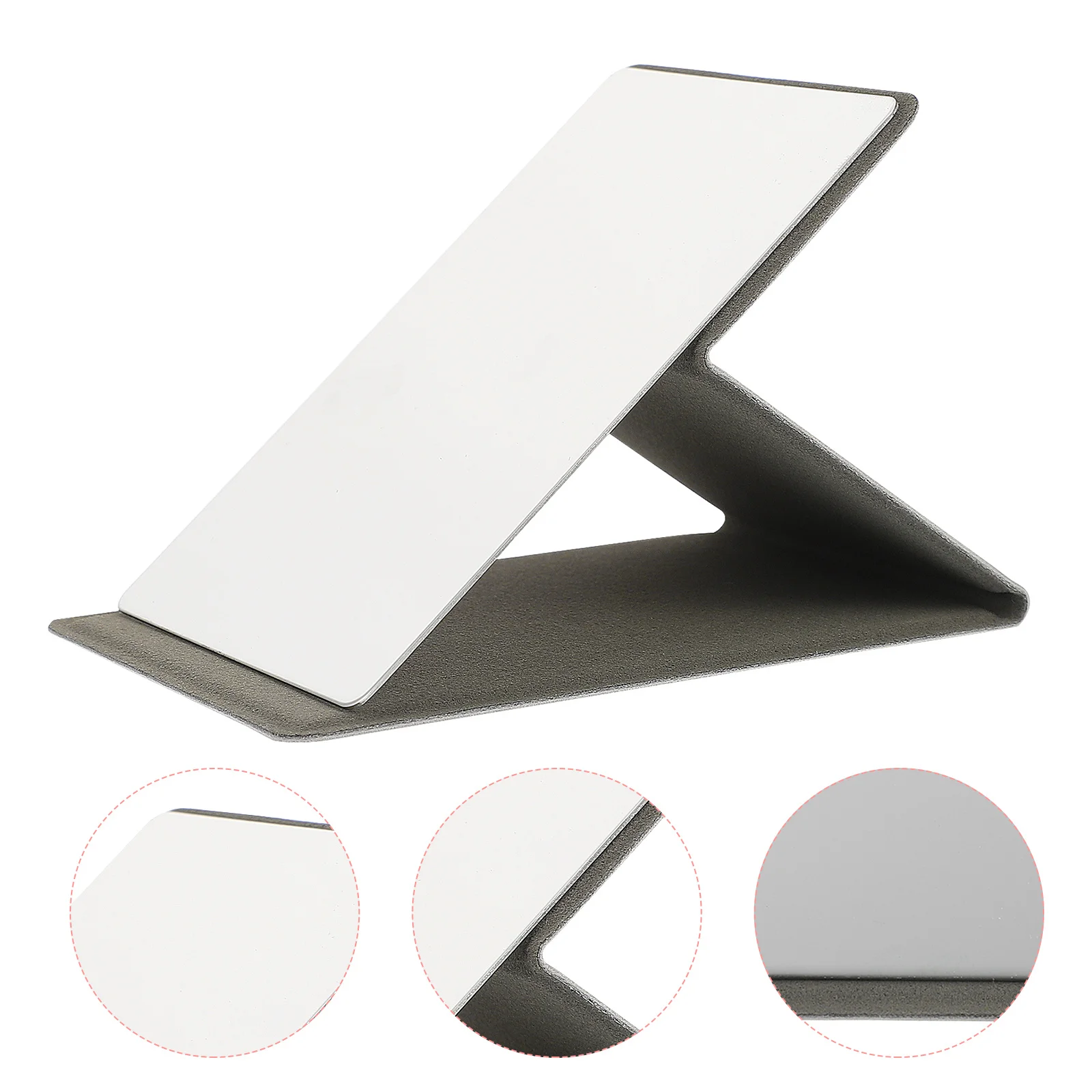 1 set roestvrijstalen make-up compacte opvouwbare pu-hoes draagbare spiegel voor reizen zakenreis lichtgewicht klein metaal