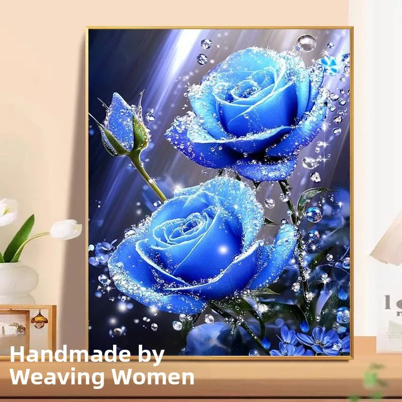 

Алмазная вышивка ручной работы, вышивка крестом, 2025 Новинка: Мечтательная синяя роза, роскошная самоклеящаяся алмазная живопись, современный простой стиль