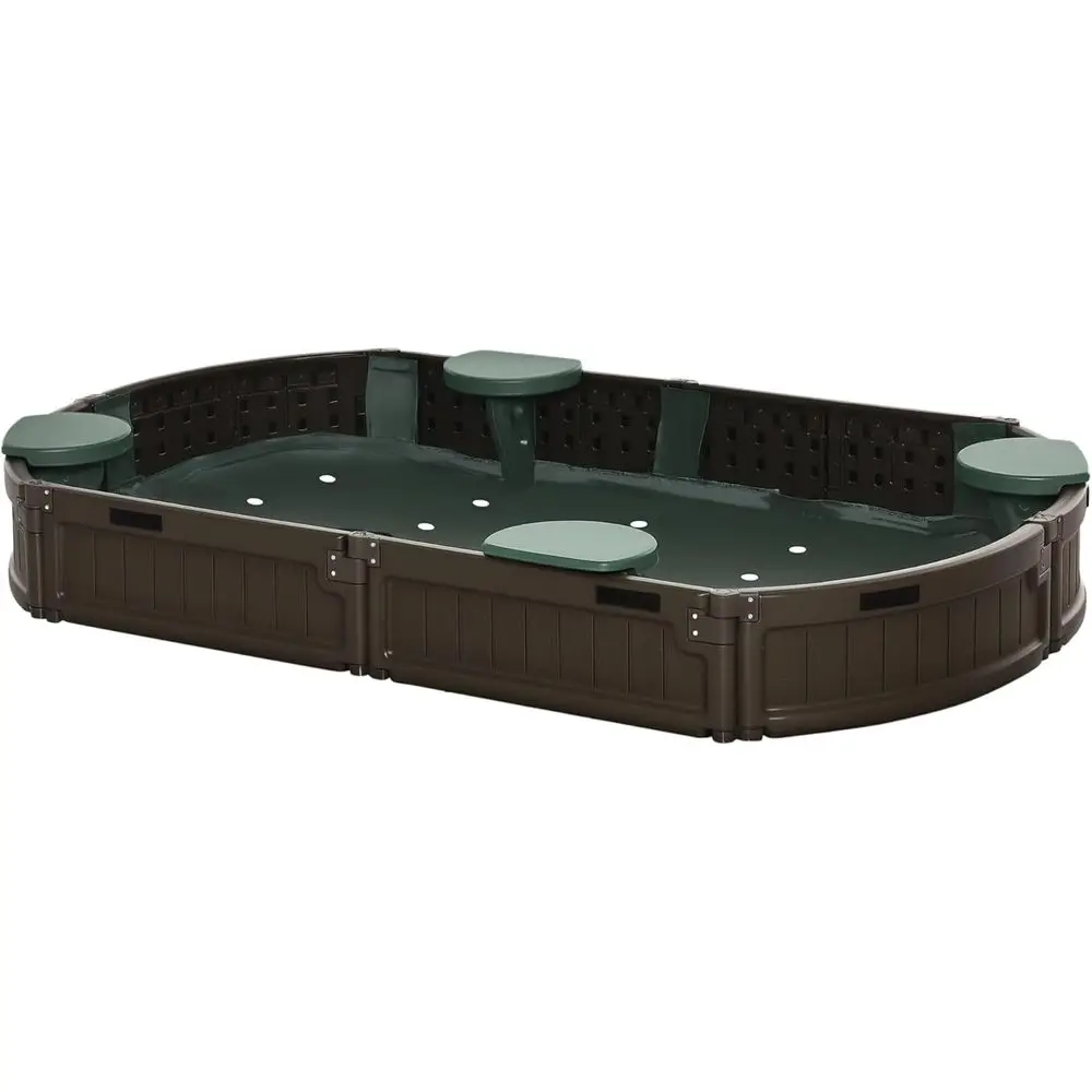 

Oval Outdoor Children's Sandbox with Cover, Easy Assembly, Brown, 72 x 41.25 x 8.75