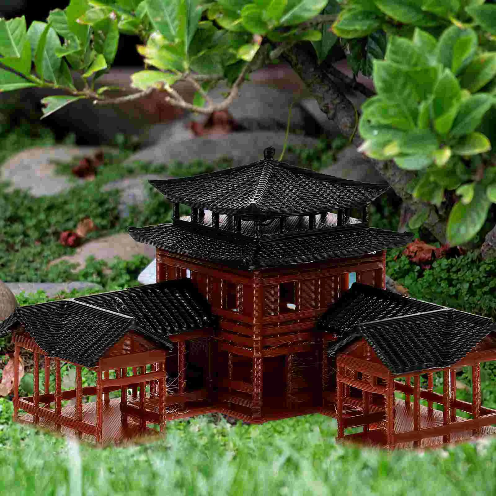 Micro Landscape Garden Home Decorations Desktop Chinese Inn Model Coffee Plastic Building