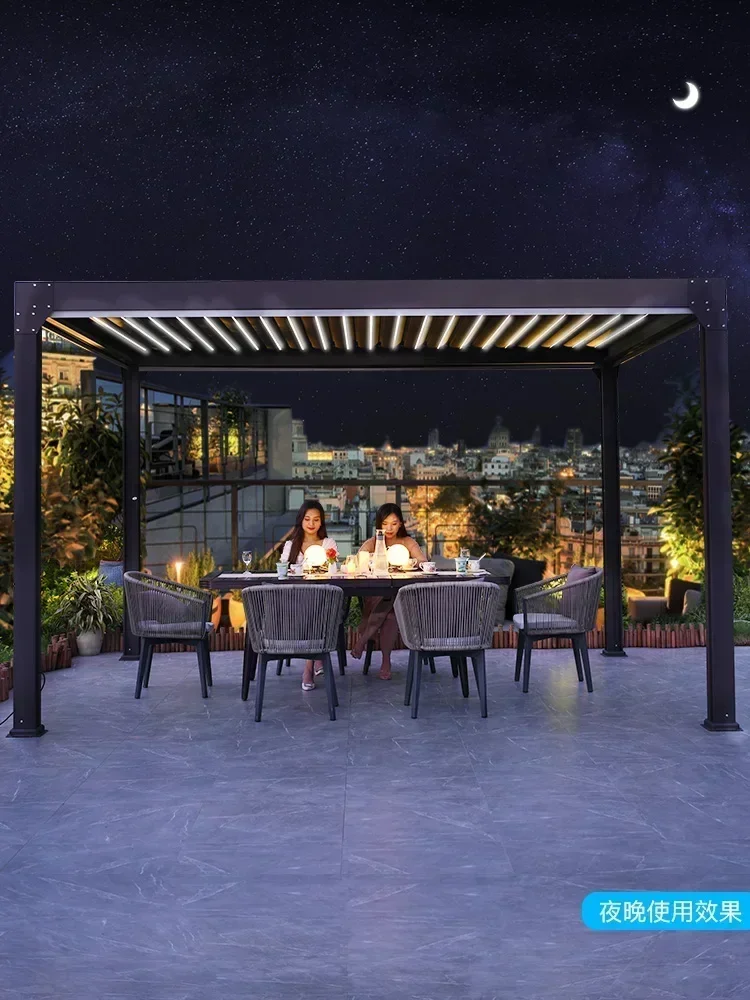 Custom Size Service Electric Remote Control Courtyard Pergola Waterproof Louver Roof System Garden Bioclimatic Aluminium