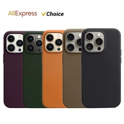 Original Apple Leather Case For iPhone 15 Pro Max With Magsafe 15Pro Cover Wireless Magnetic Charging For iPhone 15 Plus Cases