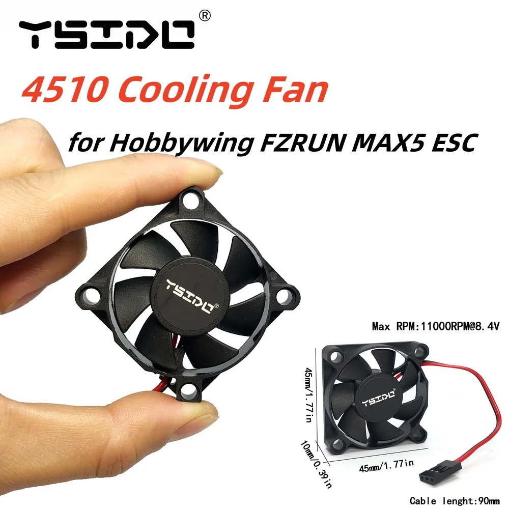 YSIDO 45*45mm 6-8.4V Power Supply 4510 Upgrade ESC Cooling Fan for Hobbywing EZRUN MAX5 ESC Brushless Speed Controller