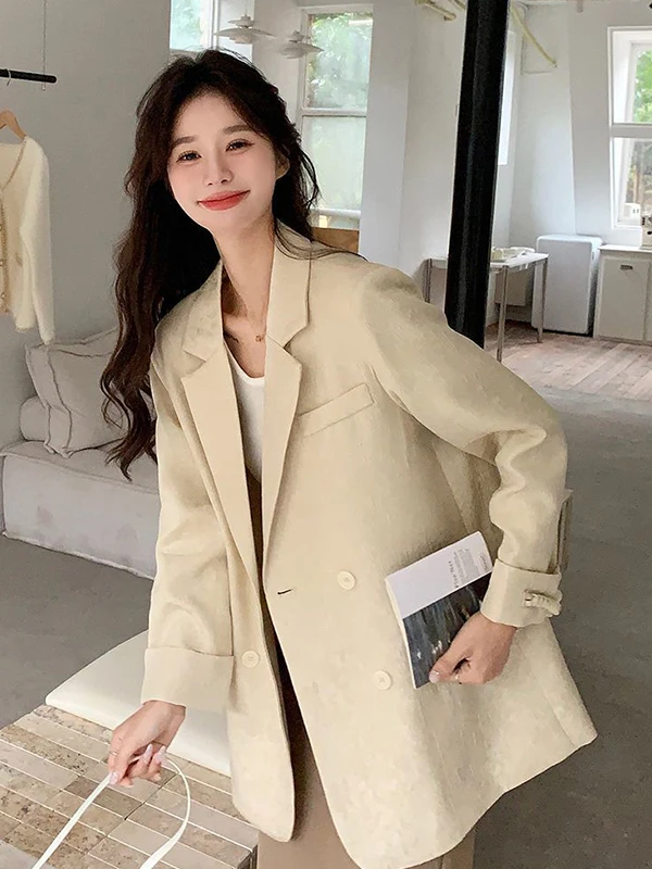 

plus Size 300 Pounds Women's Suit Jacket with Button Korean Style Casual Spring Outerwear And Pear Shaped Body Fit
