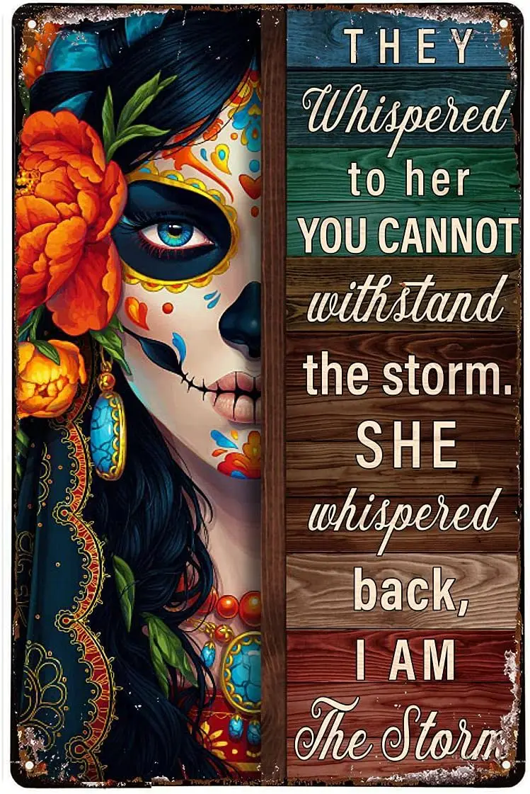 Vintage Tin Sign Sugar Skull I Am The Wall Poster Decor Bedroom Door Plaque Sign 8x5.5