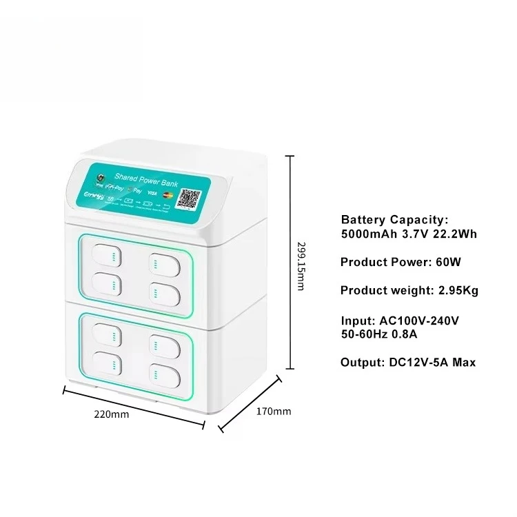 8-slot charging cabinet of the mobile phone charging station applicable to cafes and the 5000mAh capsule power bank