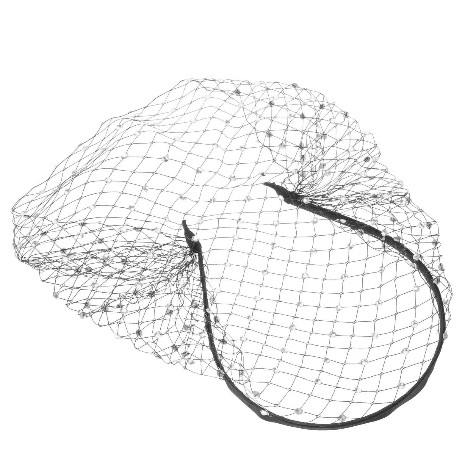 قطعة واحدة من عصابة رأس حجاب الزفاف مع حجاب للوجه أنيق مزين بحجر الراين وخفيف الوزن ومريح لحفلات الزفاف وحفلات الشاي