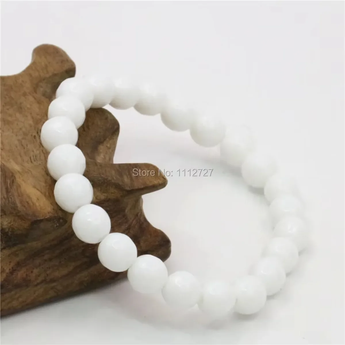 Accessory 8mm Natural White Jade Stone Beads Bracelet Women Girls Christmas Gifts Fashion Jewelry Making Semi Finished Stone