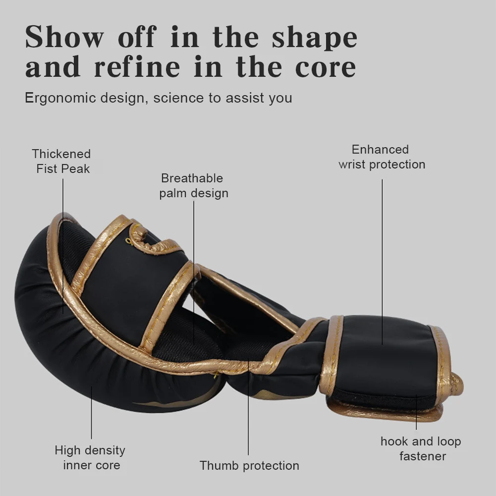 قفازات الملاكمة MMA المهنية نصف اصبع الرمل الكاراتيه الملاكمة التايلاندية التدريب قفاز بولي PU سميكة اللكم حقيبة قفاز للأطفال الكبار #5