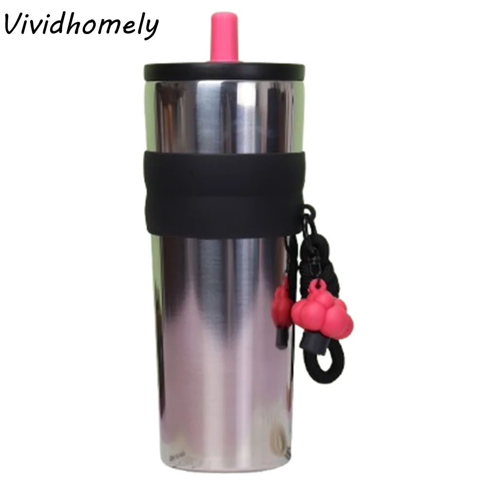 

Large Capacity Insulated Water Bottle 710ml Cute Thermos Bottle with Straw Keeps Cold and Heat Cold Beverages Cups