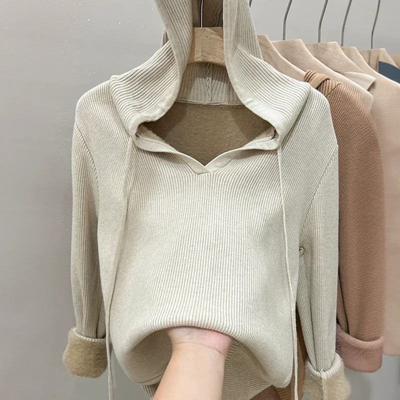 French Holiday Long-sleeved Woolen Sweatshirt Women's Fashionable Casual Autumn and Winter