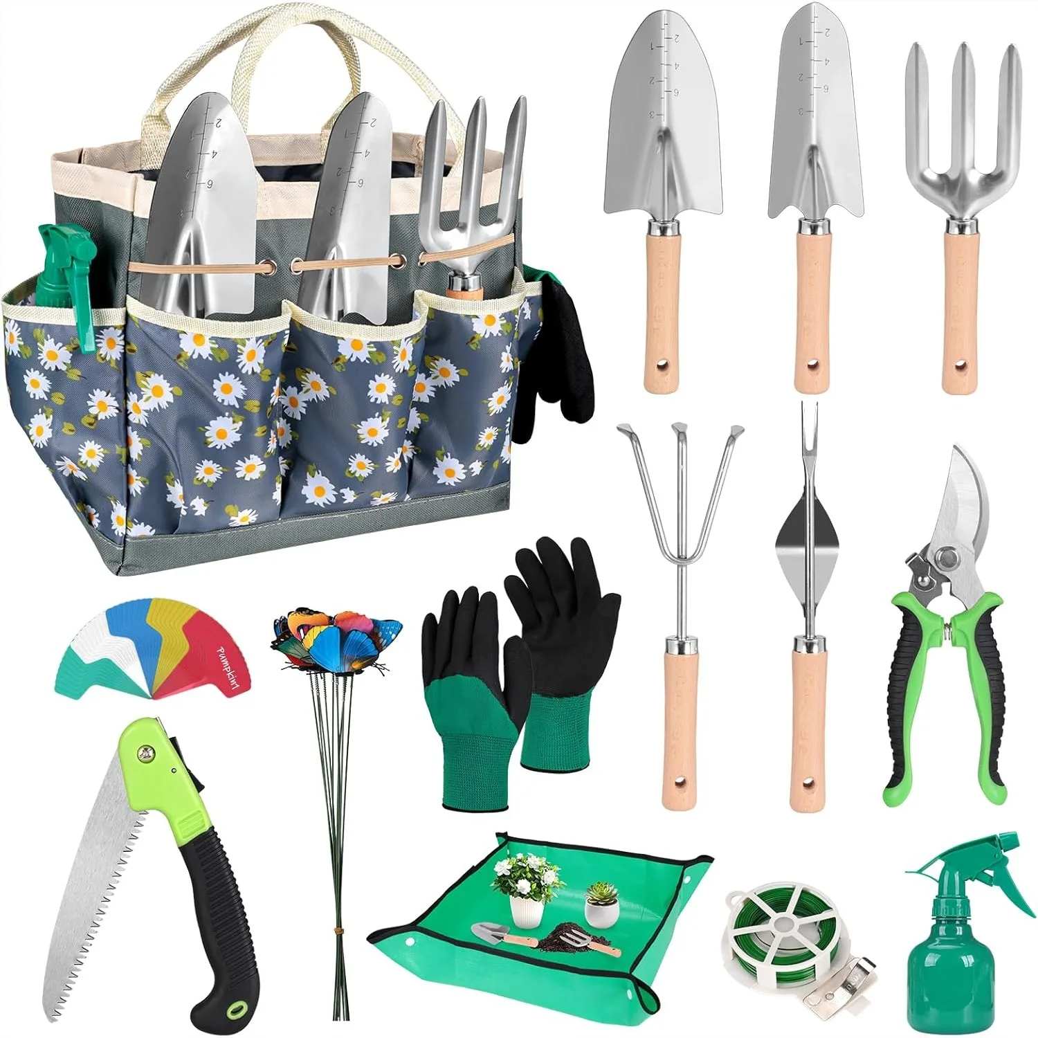 

62-Piece Garden Tool Set with Stainless Steel Shovel, Pruning Shears, and Durable Bag for Indoor/Outdoor Gardening