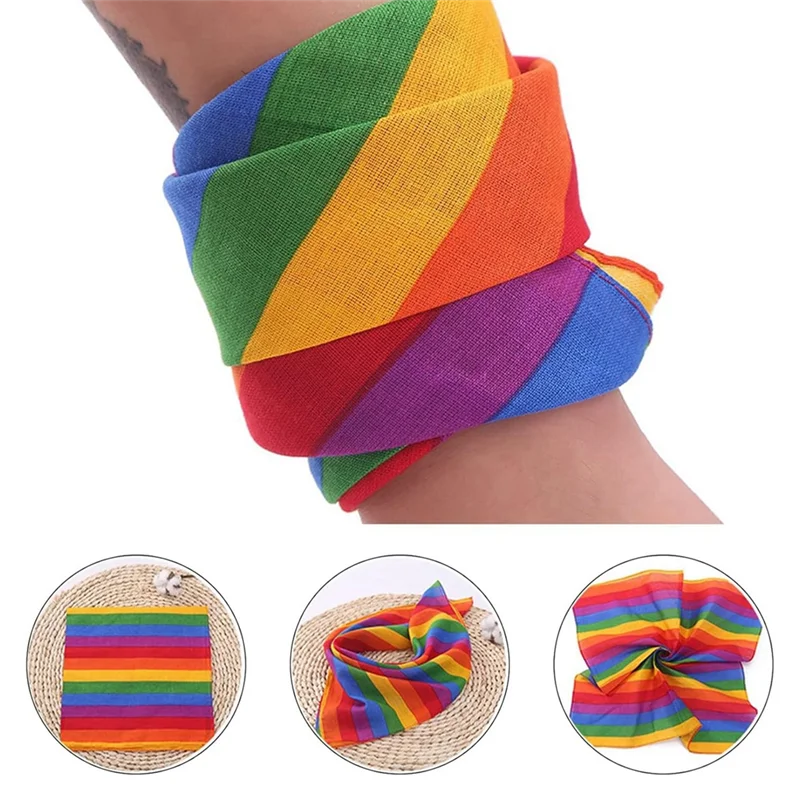 2 Pcs Rainbow Bandana Accessory Fancy Dress Headbands Handkerchief Bandana Scarf For Men Women Neck Scarf Accessories