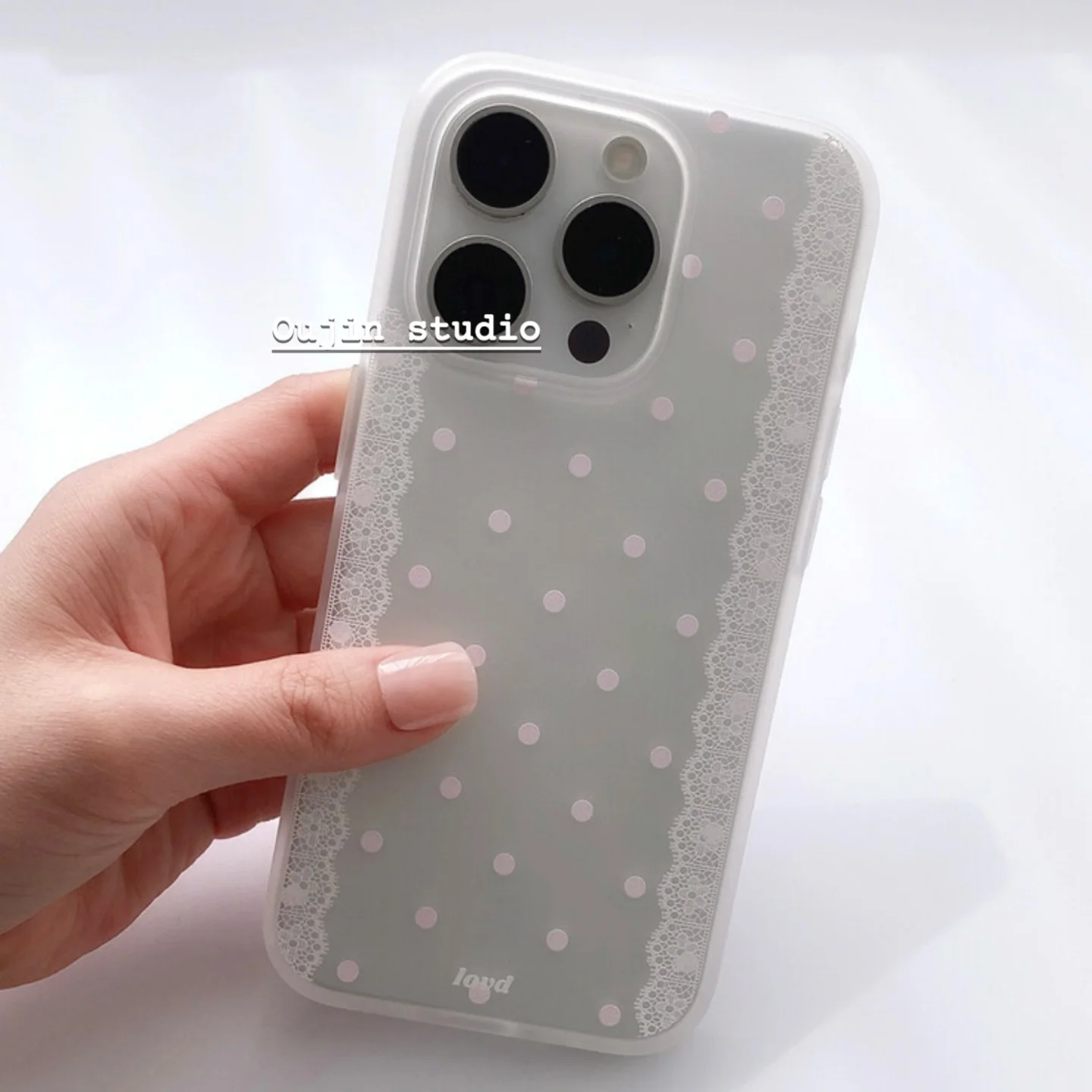 Ins Korean Polka Dots Lace Edge Phone Case For iPhone 17AIR 16 15 14 13 12 11 Pro MAX X XR XS 16e MINI 7 8 Plus Y2K Simple Cover - náhled 3