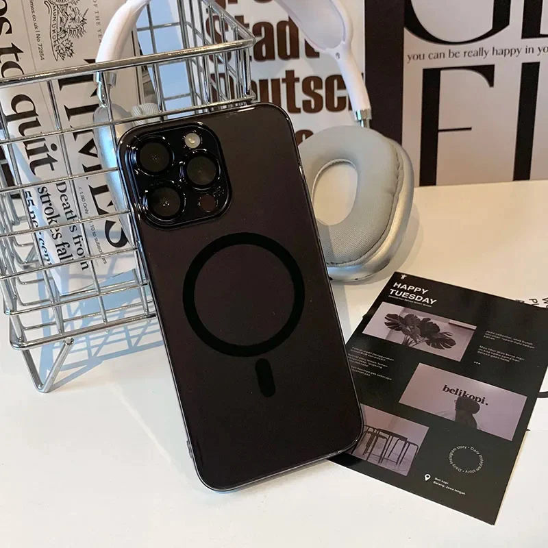 

Matte Magnetic For Magsafe Case For iPhone 15 14 13 12 11 Pro Max Plus Wireless Charging Ultra Thin Translucent Hard PC Cover