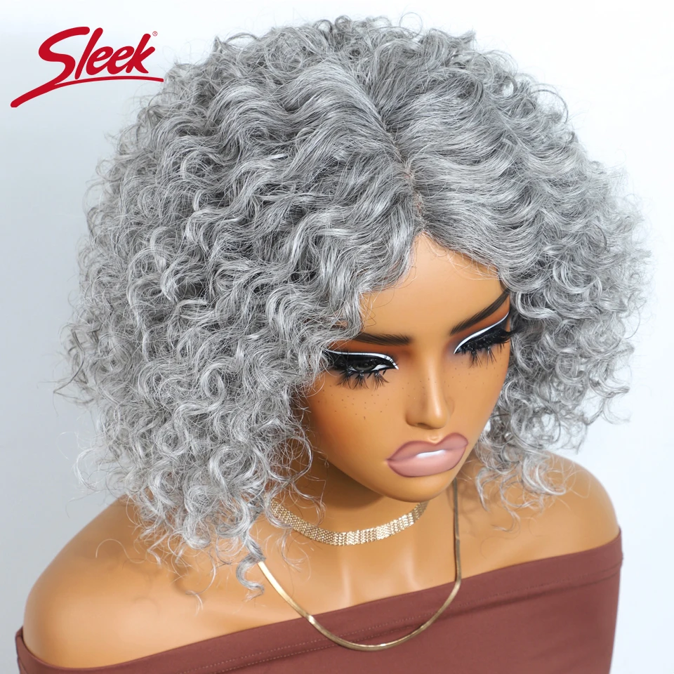 Sleek Brazilian Grey 51# Jerry Curl Bob Wigs Nature Remy Black Dark Human Hair Bob Wigs P4/30/27 Lace Front Part Highlight Wig