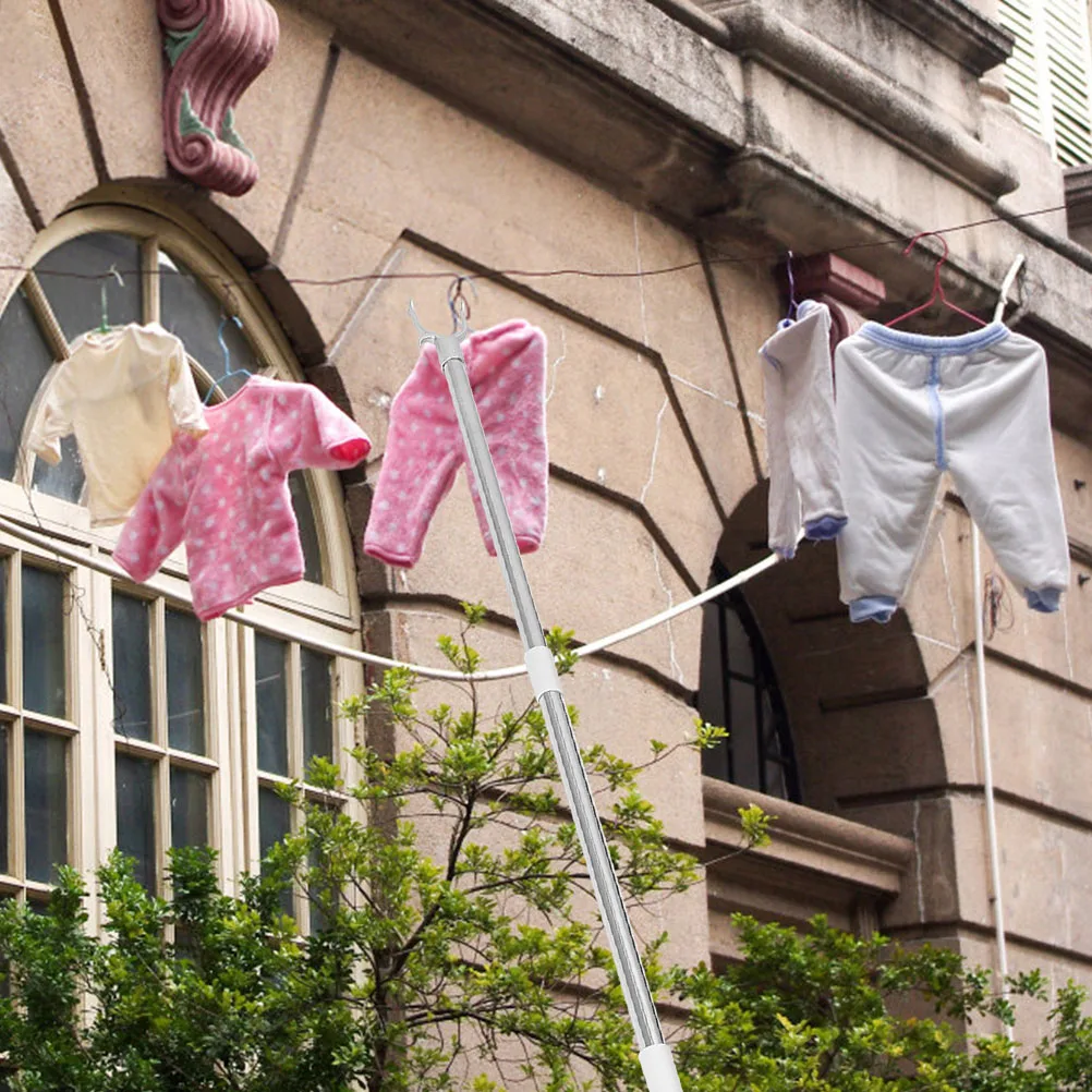 

2Pcs Clothesline Rod Splicable Adjustable Clothes Reaching Pole Heavy Duty Telescoping Clothes Drying Pole for Balcony Home Use