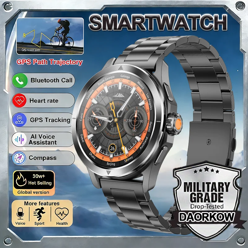 

2026 T-REX3 Smartwatch Men IP68 Waterproof AMOLED Outdoor Sports GPS Compass Heart Rate Waterproof NFC Bluetooth call Smartwatch