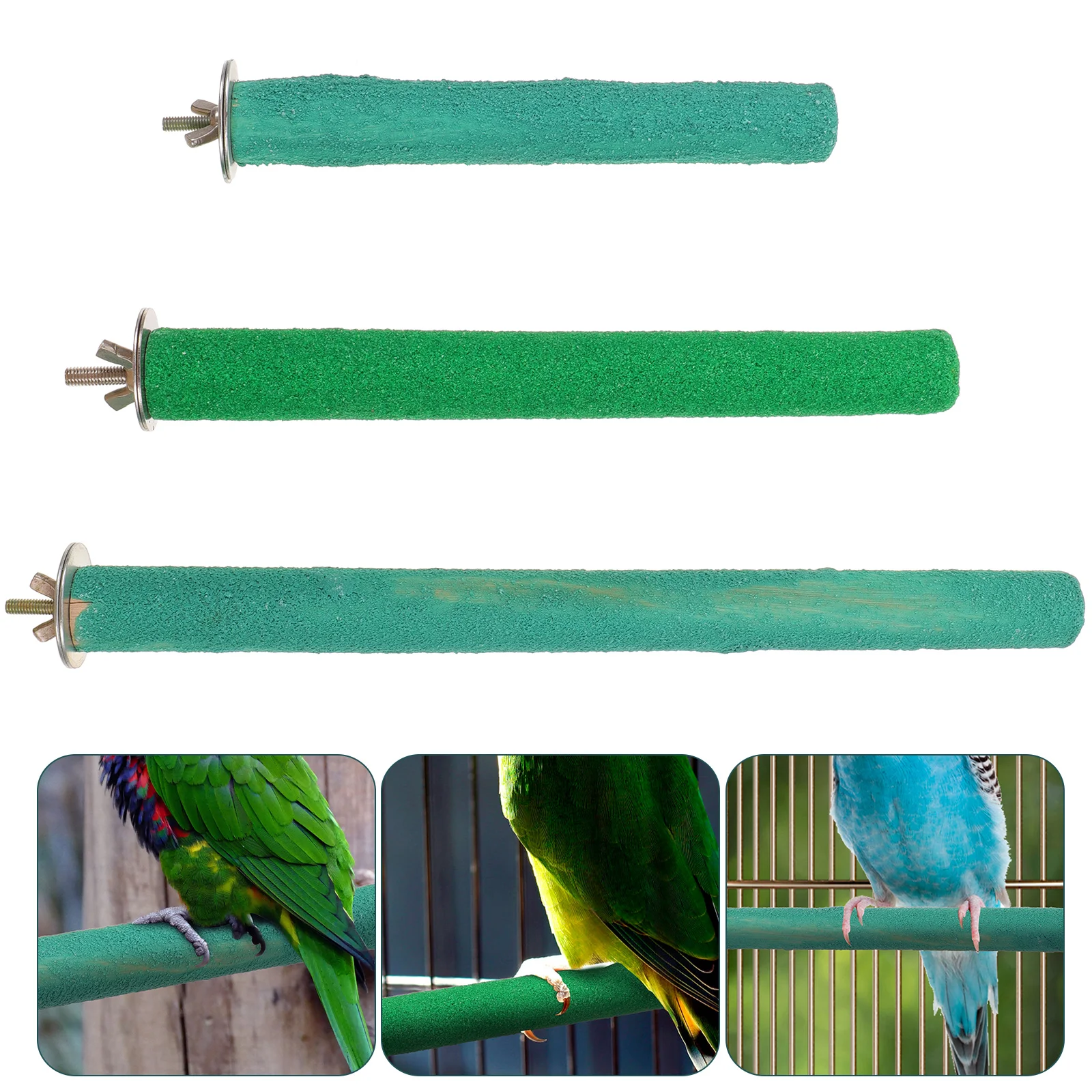 

3Pcs Bird Play Stand Colorful Wood Perch Easy Install Natural Materials Parrot Perch for Cages Parrot Play Stand