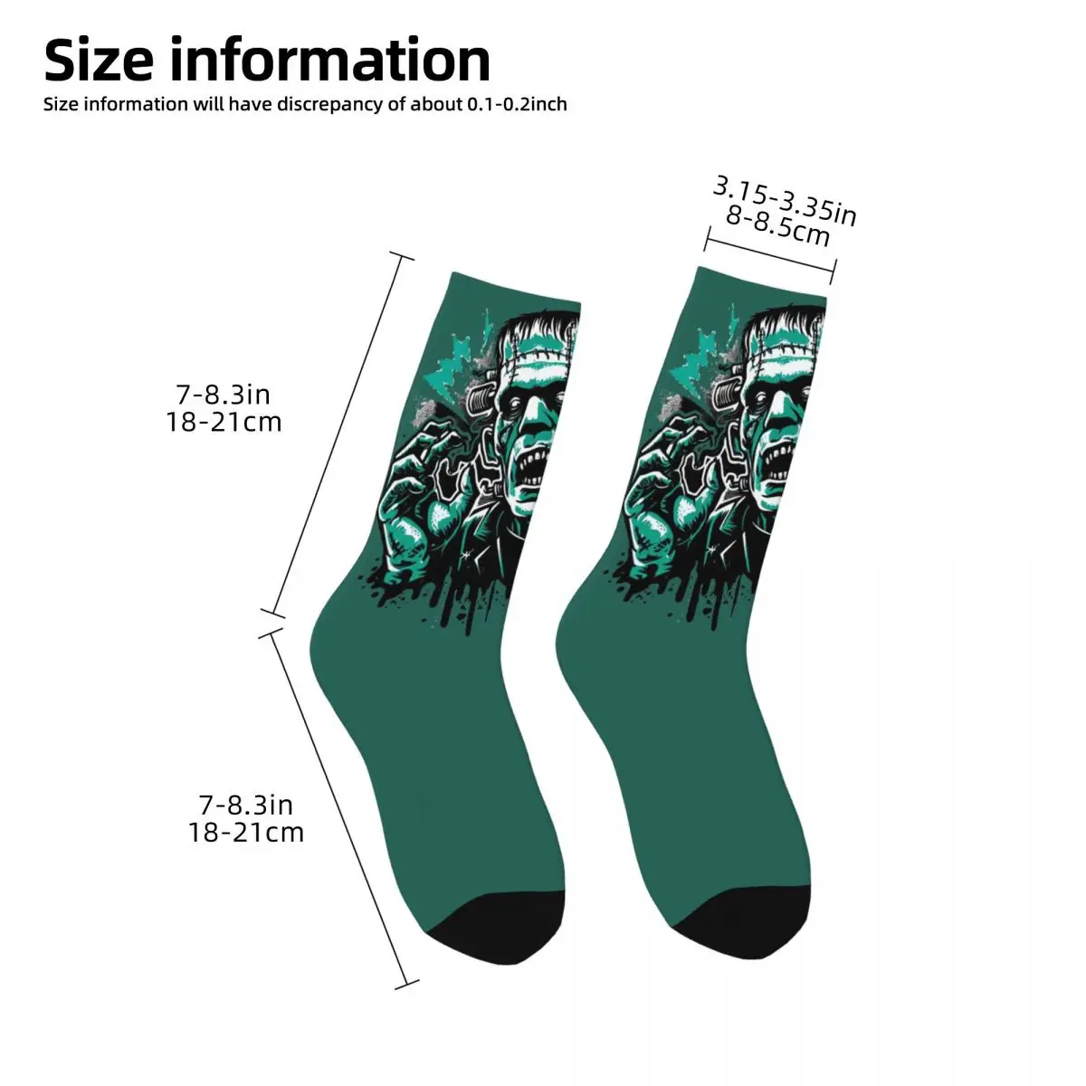 Unisex 3D impressão meias acolhedoras, Running Monster Frankenstein, Interessante Four Seasons Socks