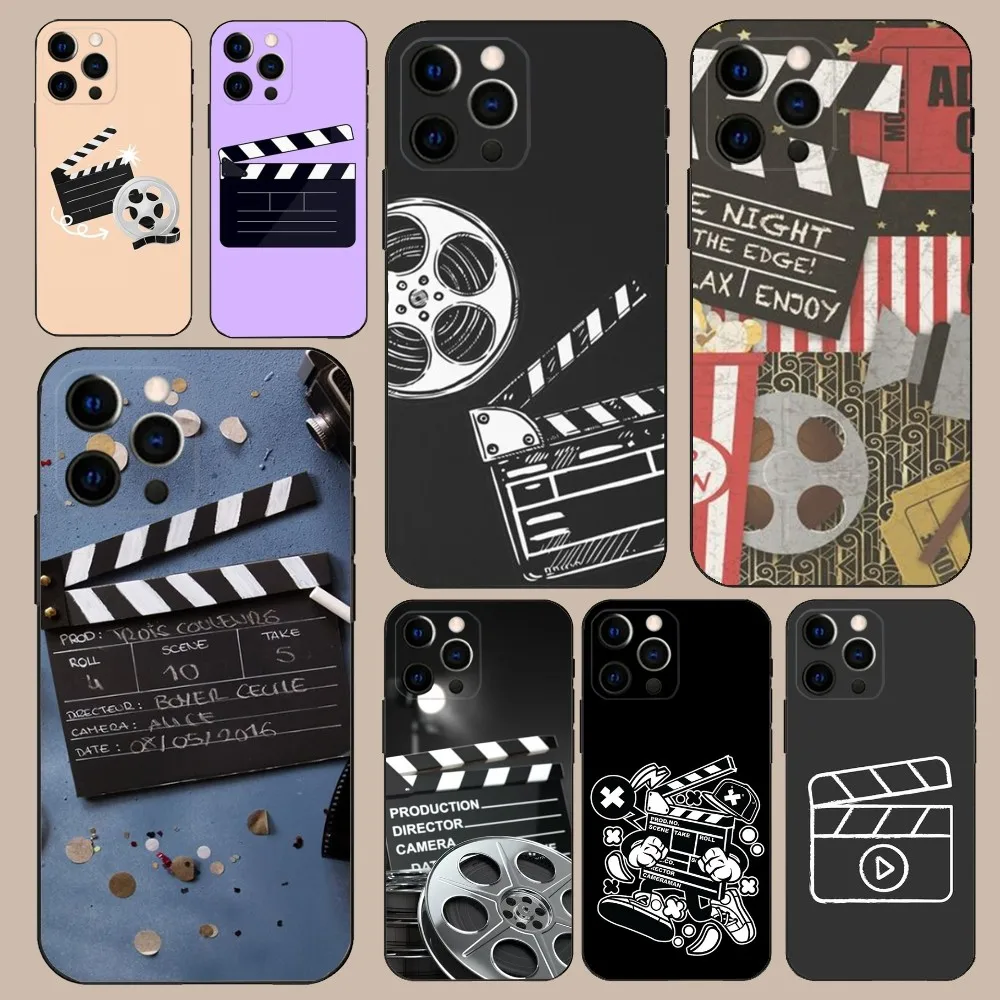 Clapperboard Phone Case For iPhone 16,15,14,13,12,11,Pro,X,XS,Max,XR,Plus,Mini Soft Black Cover